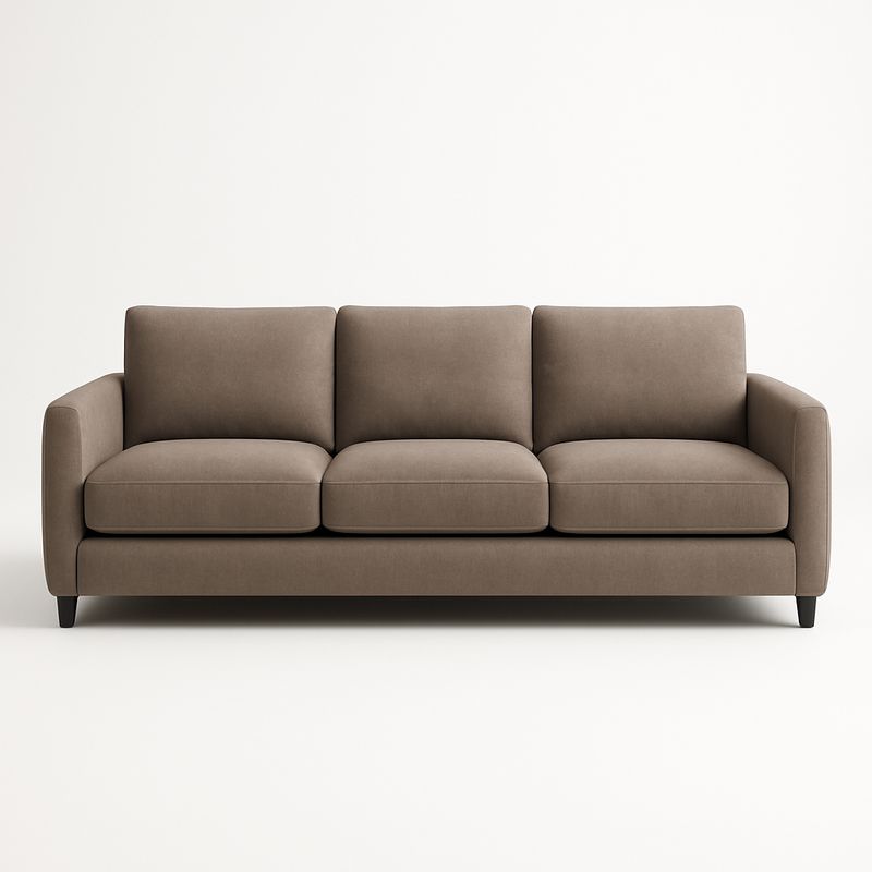 Divano a tre posti in tessuto marrone