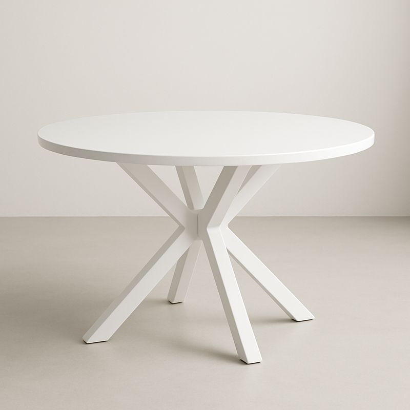 Tavolo rotondo bianco in MDF e metallo con diametro di 120 cm