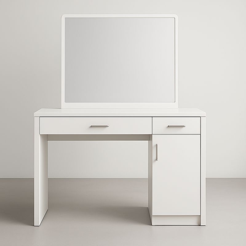 Tavolo da trucco bianco con specchio e cassetti in MDF 120x40x140 cm