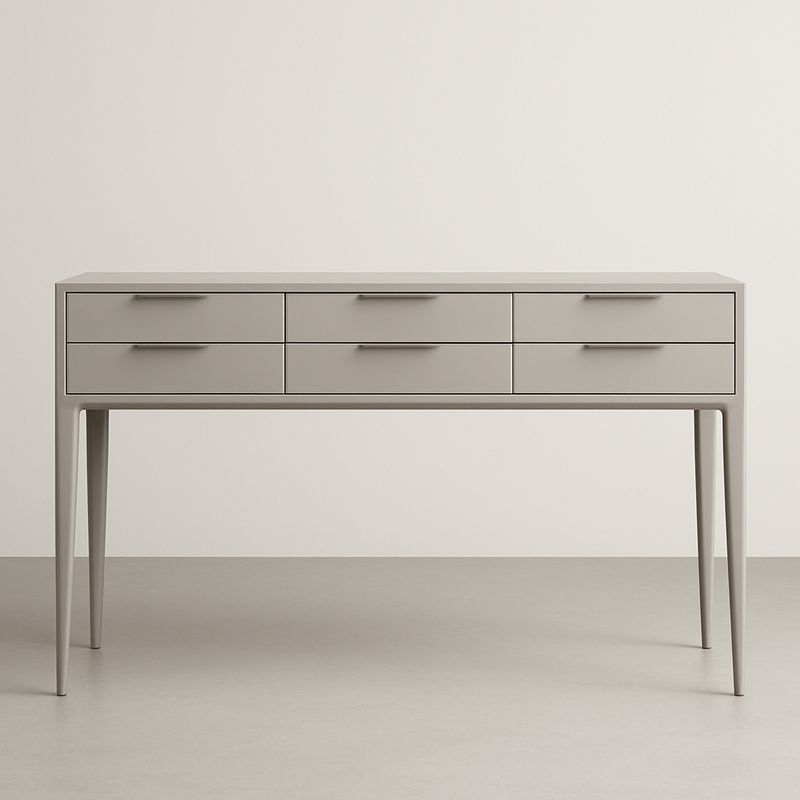 Consolle in Legno Grigia con Sei Cassetti 120x40x75 cm