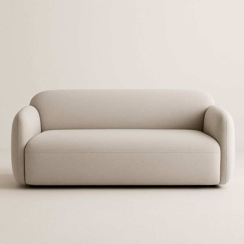 Divano a Due Posti in Tessuto Beige con Imbottitura in Schiuma