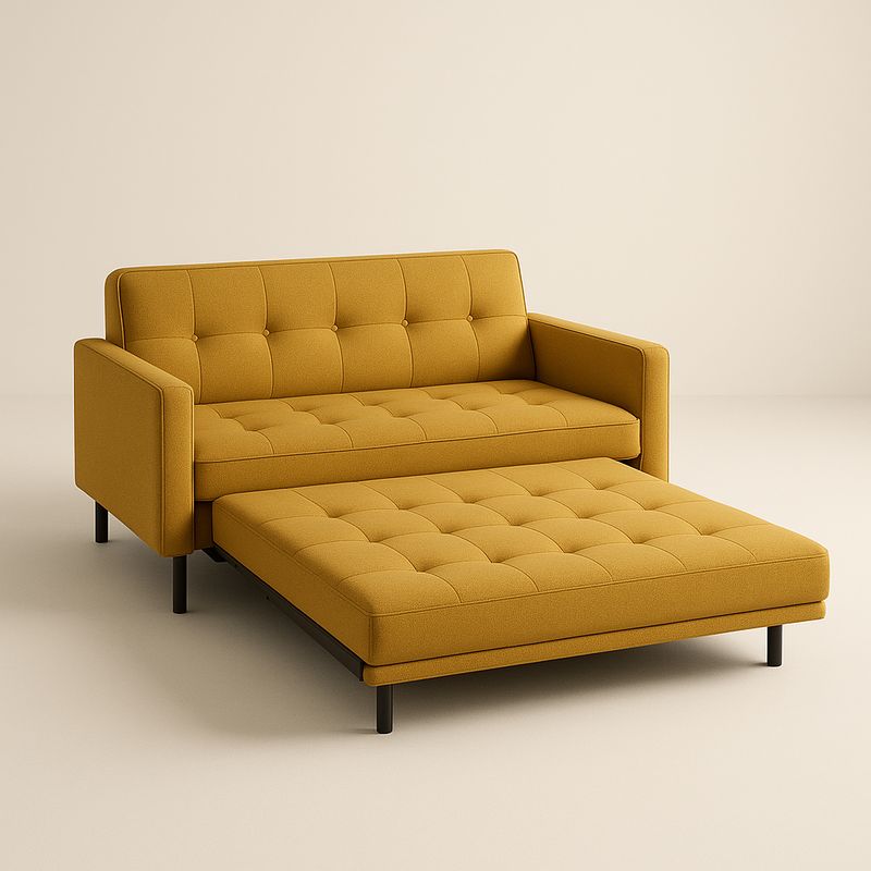 Divano Letto Giallo Tessuto Poliestere 200x140 cm