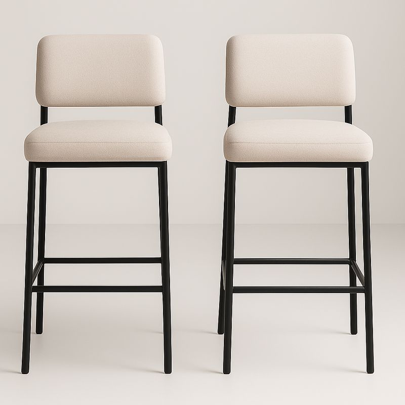 Set sedie da bar in metallo con rivestimento in tessuto beige