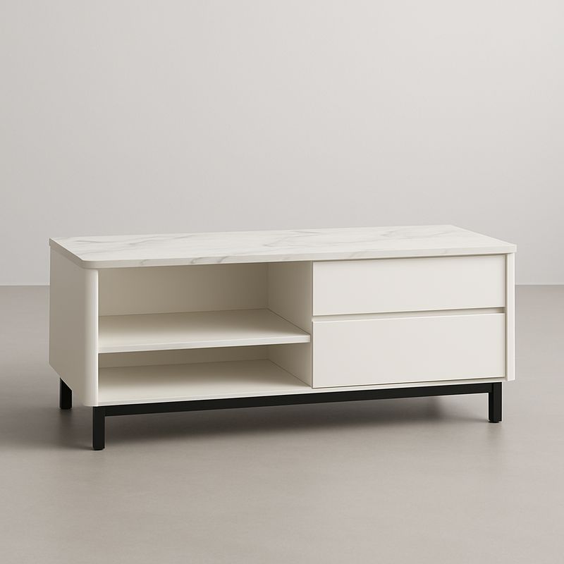 Mobile TV Bianco in MDF con Cassetti e Ripiani