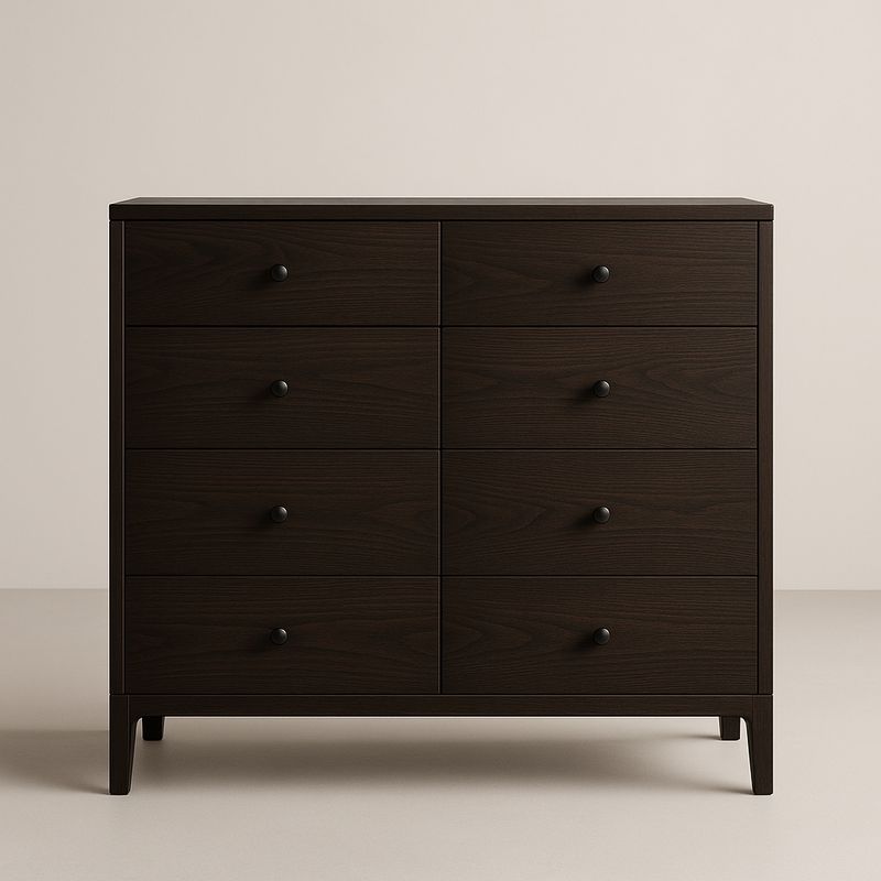 Cassettiera in legno composito scuro 8 cassetti 100x40x85 cm