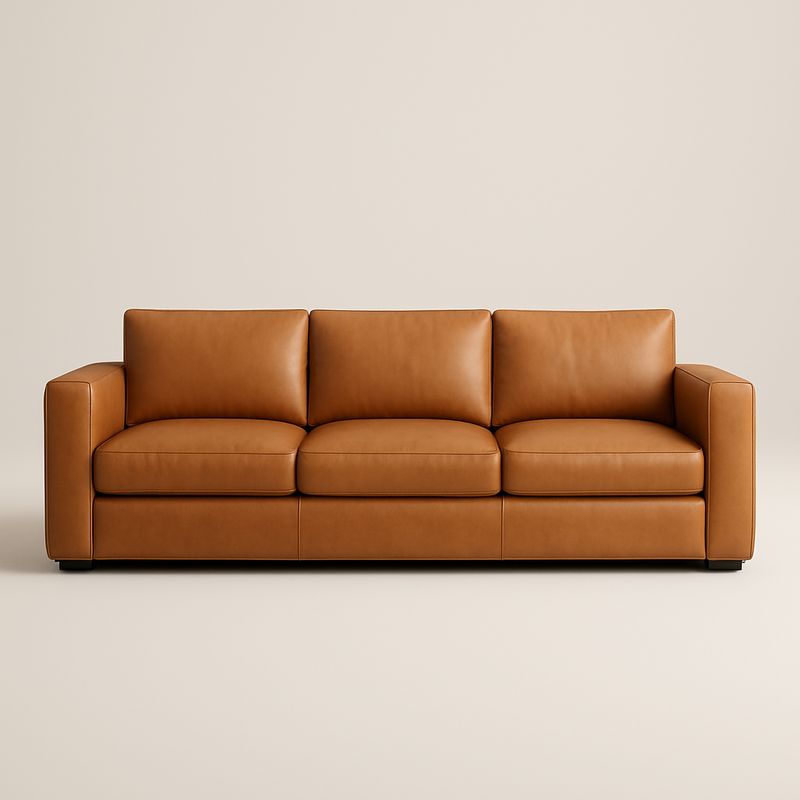 Divano in Pelle a Tre Posti Marrone
