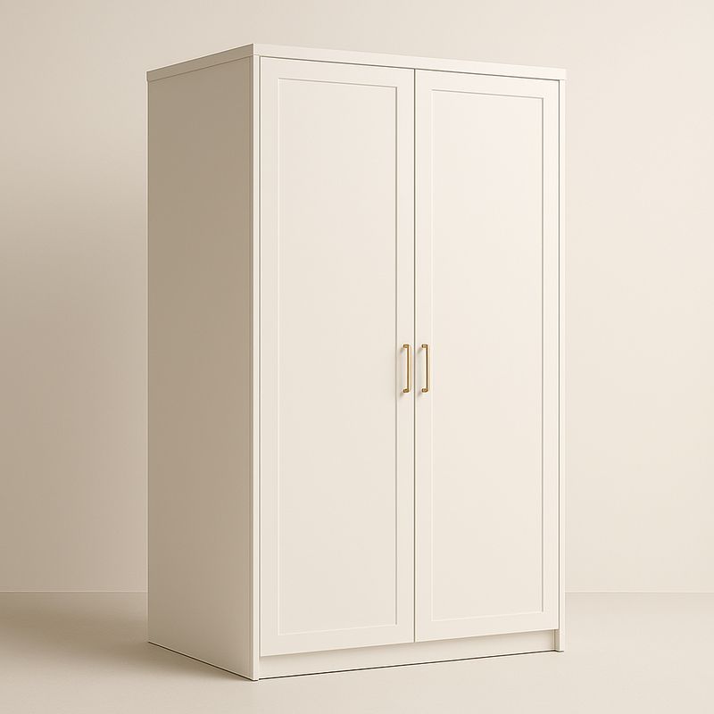 Armadio a Due Ante in Legno Bianco 180x100x50 cm