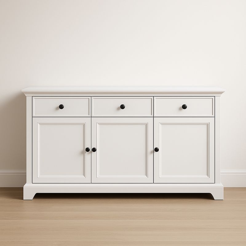 Credenza in MDF Bianco con 3 Cassetti e 3 Ante