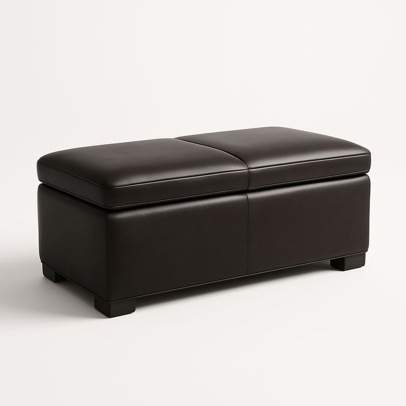 Panca Contenitore in Pelle Sintetica Marrone 100x50x45 cm