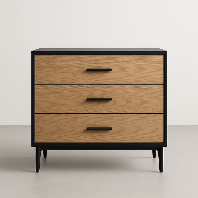 Cassettiera 3 Cassetti in Legno e Metallo