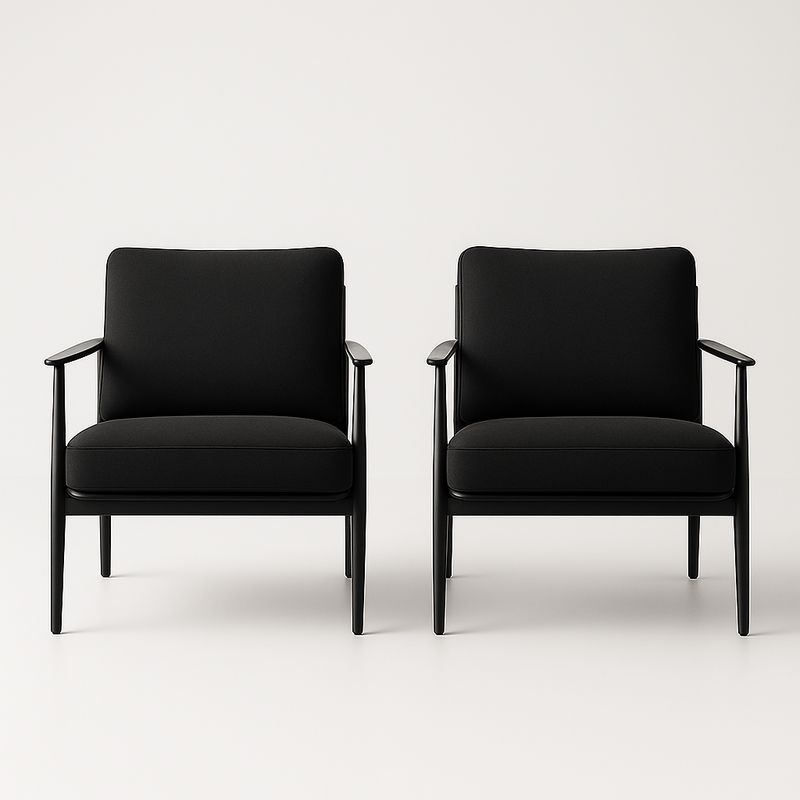 Set di 2 poltrone nere in tessuto poliestere e metallo