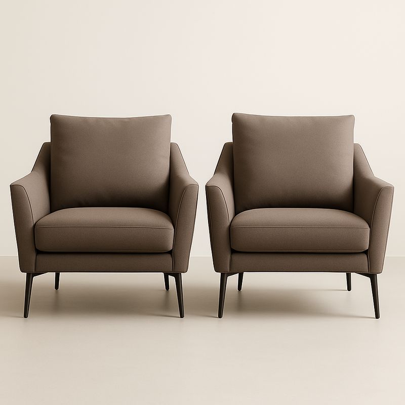 Set di 2 poltrone in tessuto marrone con gambe in metallo nero