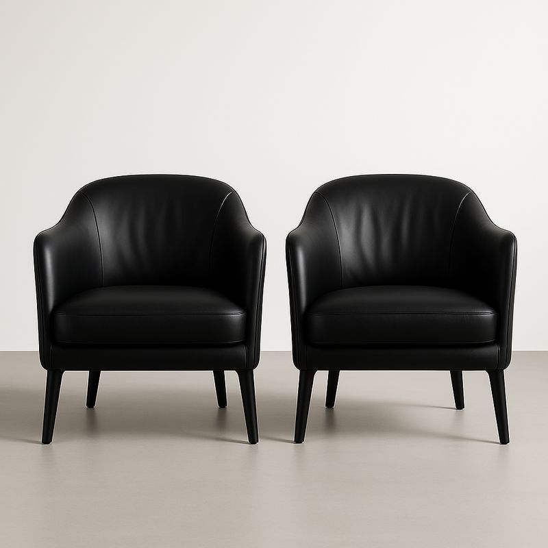 Set di 2 poltrone lounge singole in pelle sintetica nera
