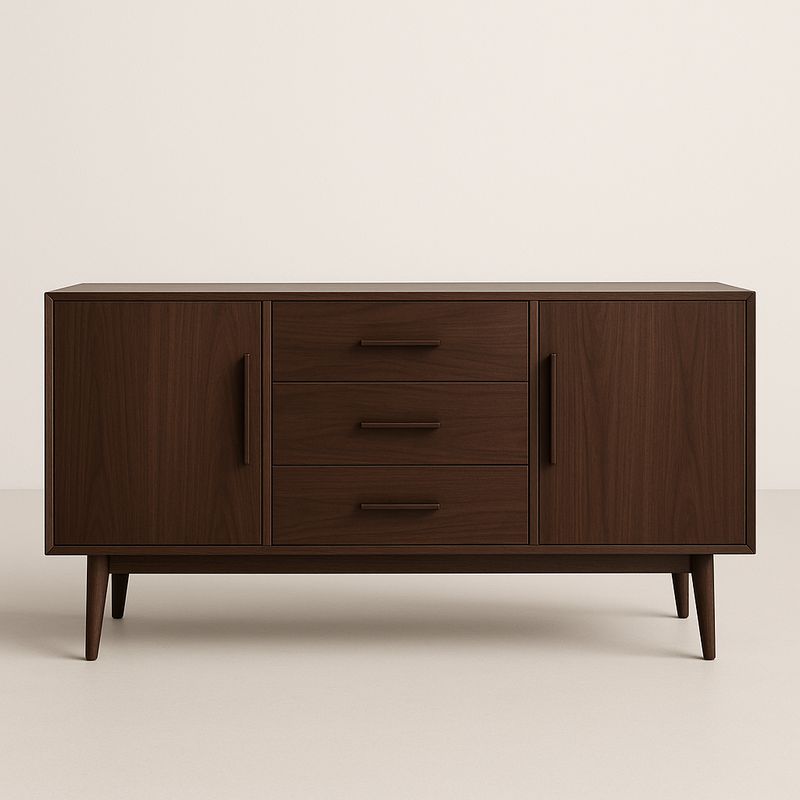 Credenza in MDF marrone scuro con cassetti e ante