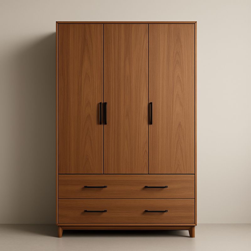 Armadio a 3 ante in legno con cassetti