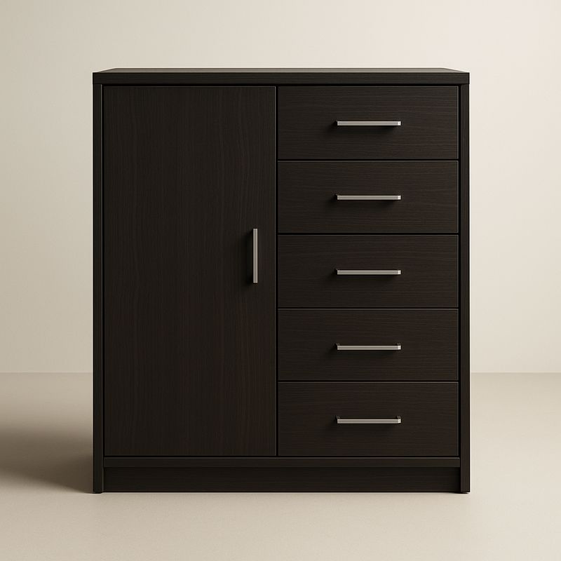 Cassettiera in Legno MDF con 5 Cassetti e 1 Anta