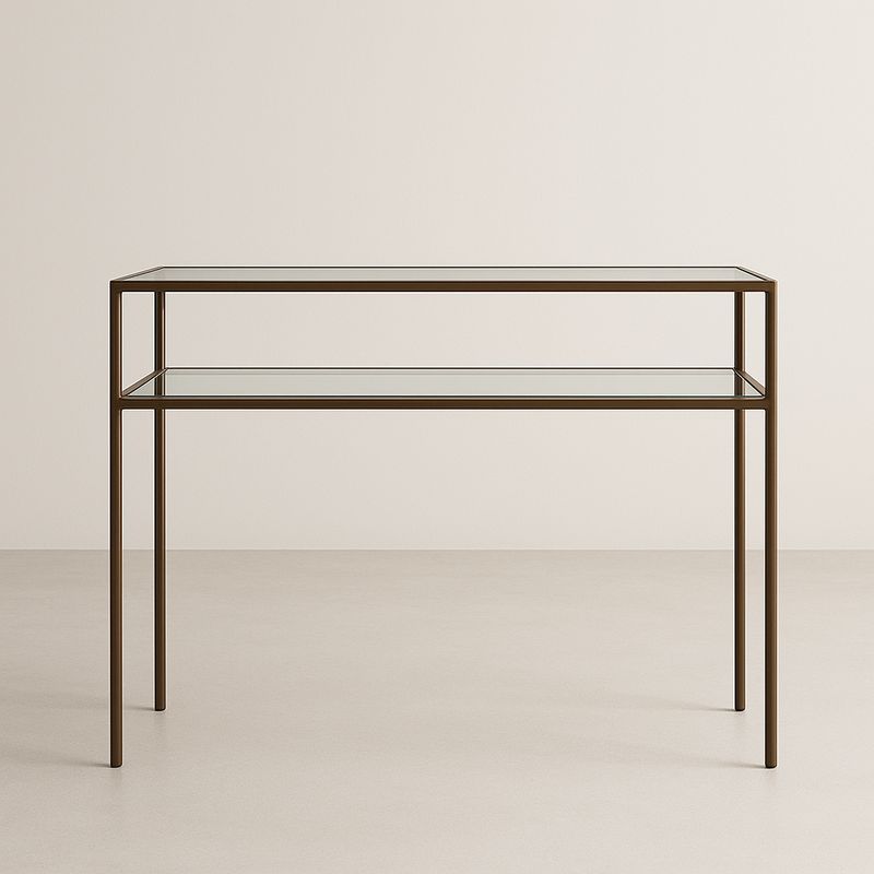 Consolle in Metallo Bronzo e Vetro Temperato 120x40x80 cm