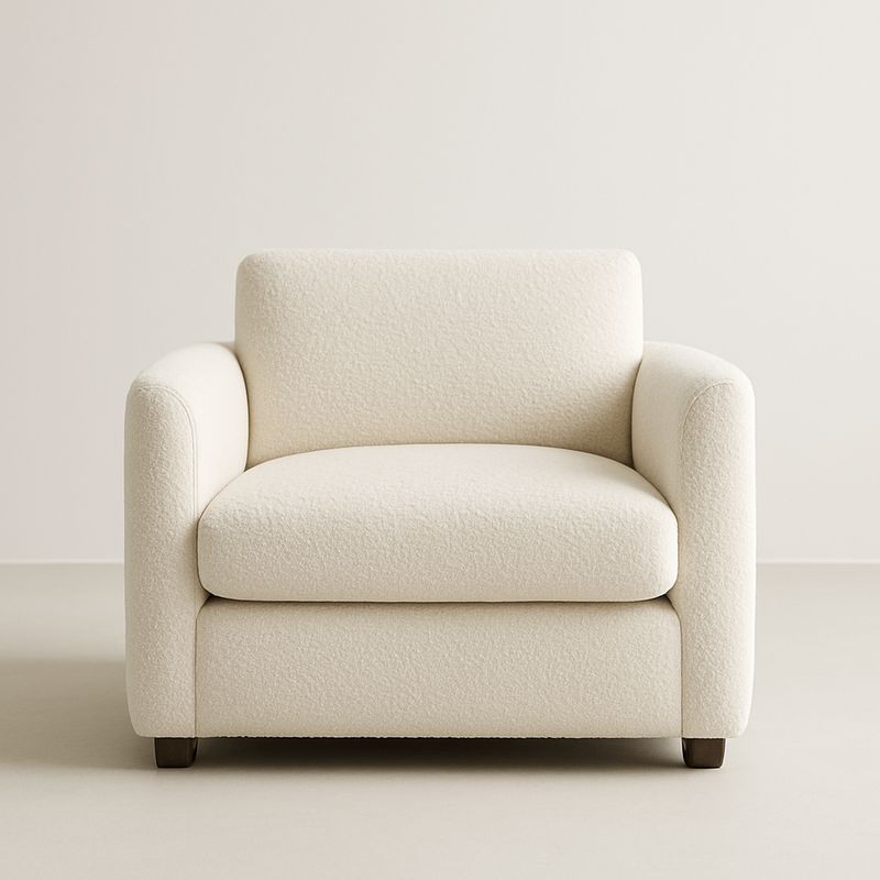 Poltrona Beige Tessuto Bouclé Struttura Legno 95x90x75 cm