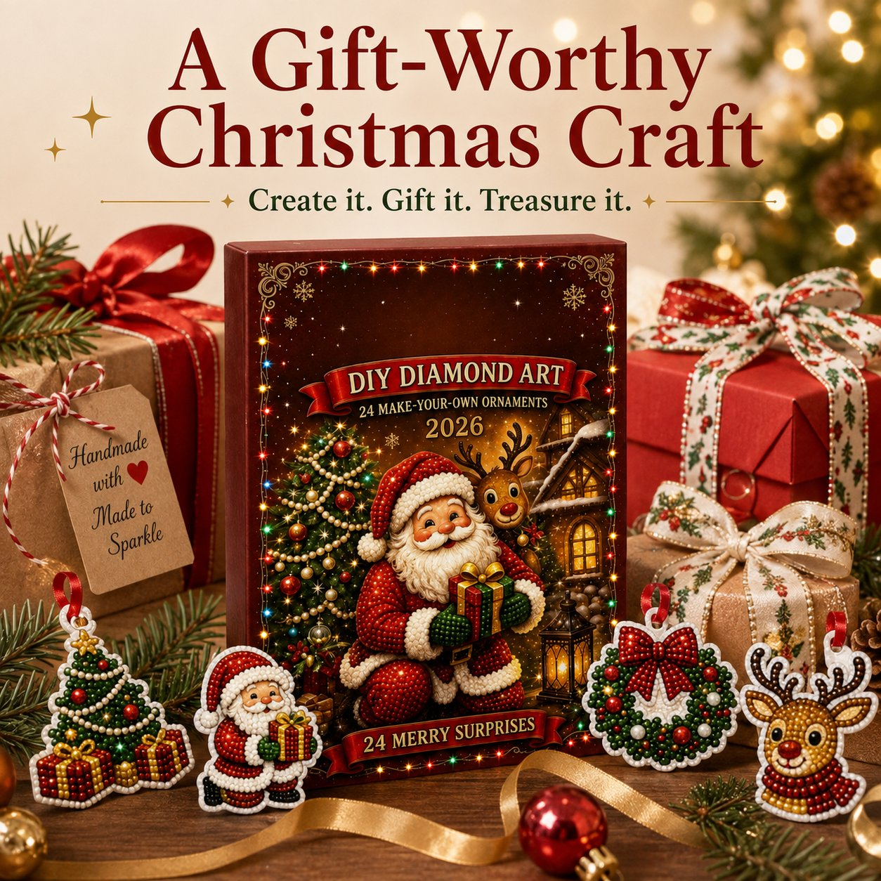 24 Christmas Ornaments To Make & Hang - DIY Diamond Art Kit