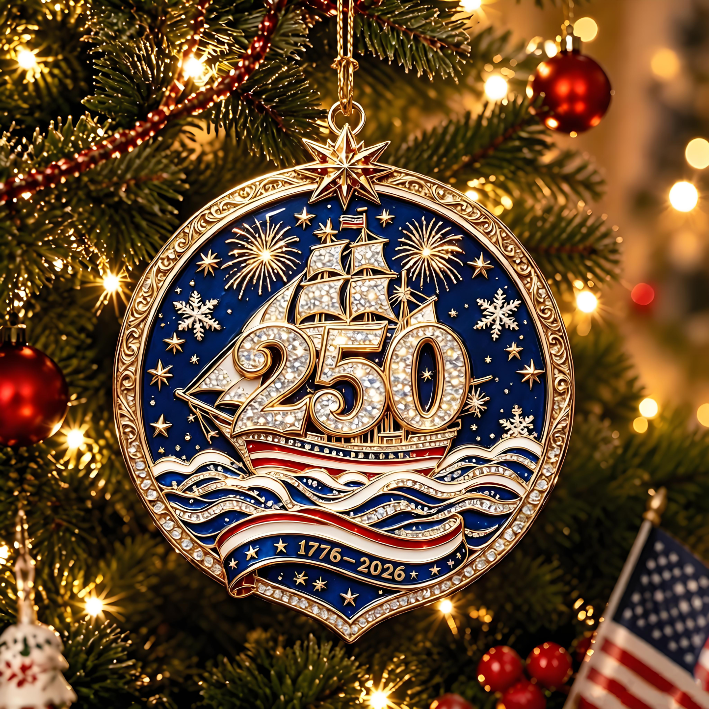 USA 250th Anniversary Christmas Ornament