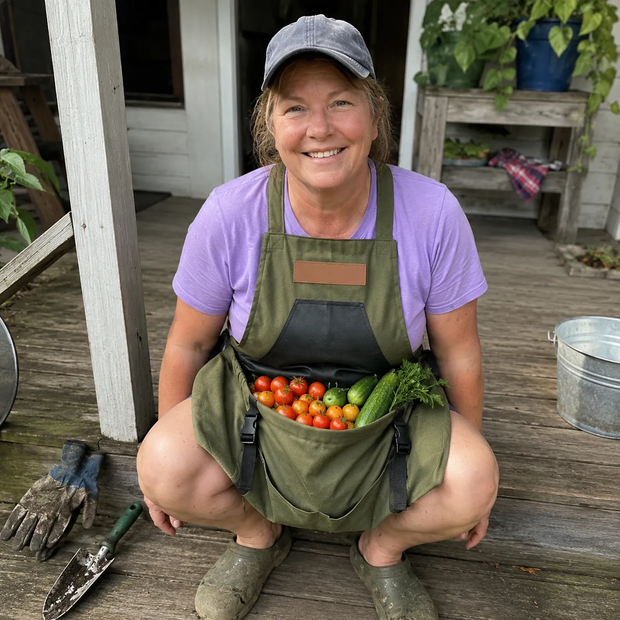Gardener showing a tomato harvest