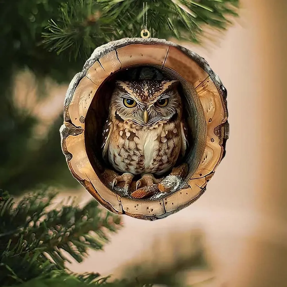 Woodland Owl - animal Christmas ornament