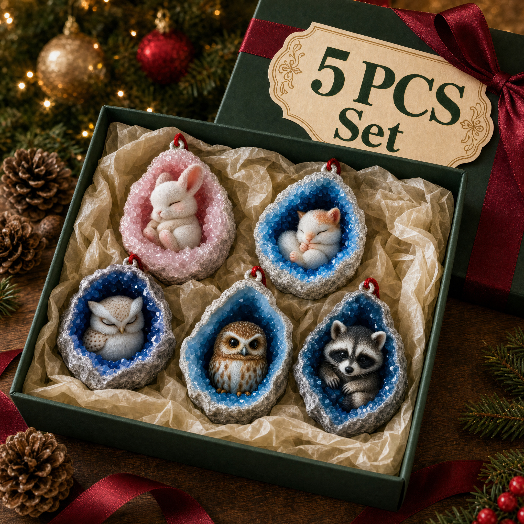 As Low As $3.99 Each🎄Christmas Sale 80% OFF | Geode Animal Ornaments