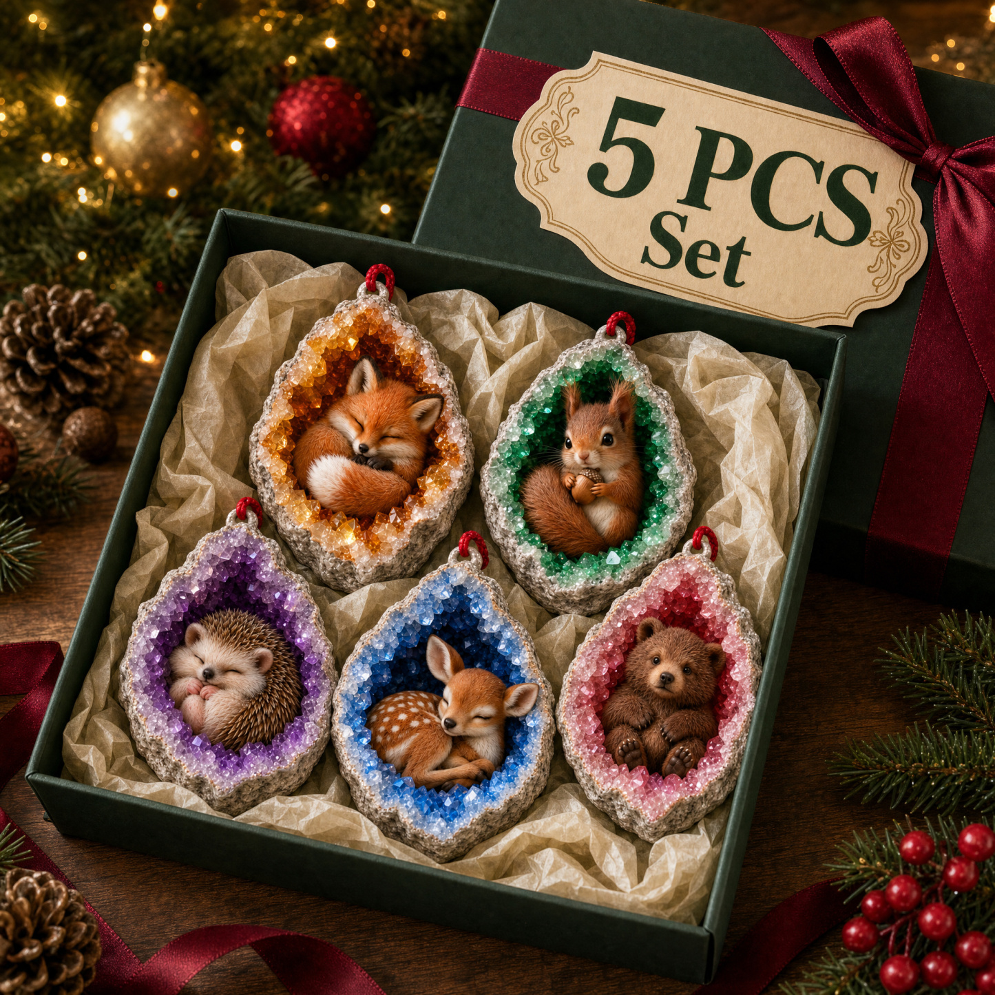 As Low As $3.99 Each🎄Christmas Sale 80% OFF | Geode Animal Ornaments