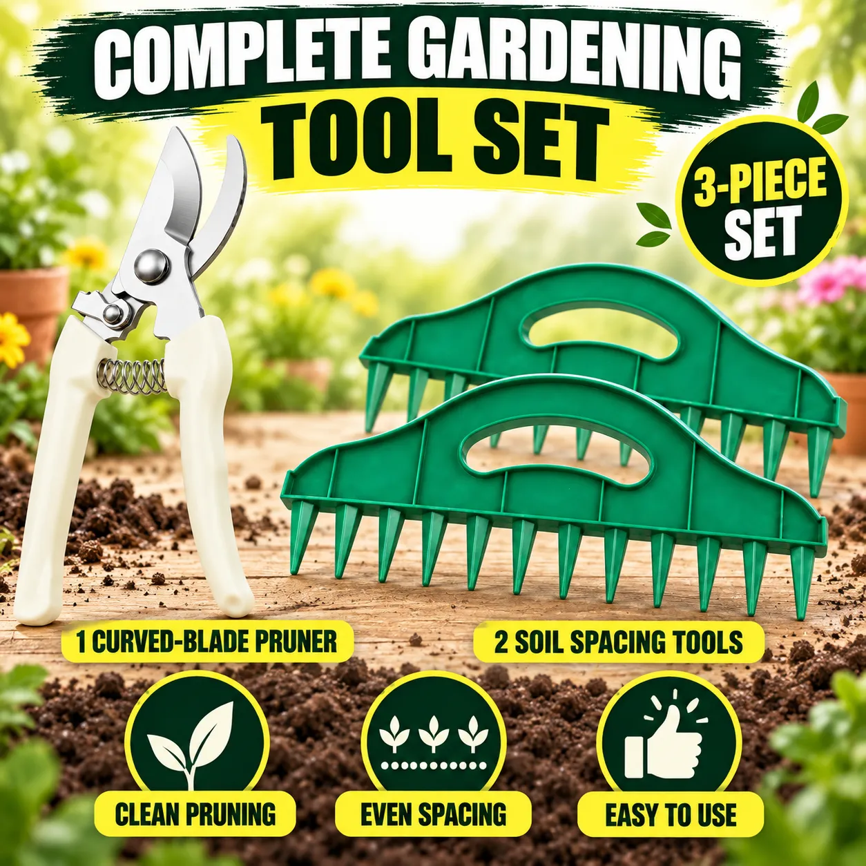 🏡 2-Pack Garden Seed Spacing Tool – Multi-Row Soil Dibbler & Furrow Maker