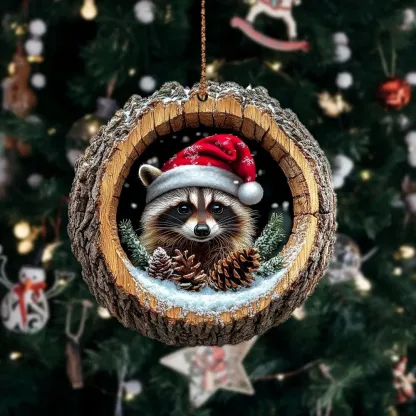 Santa Raccoon - animal Christmas ornament