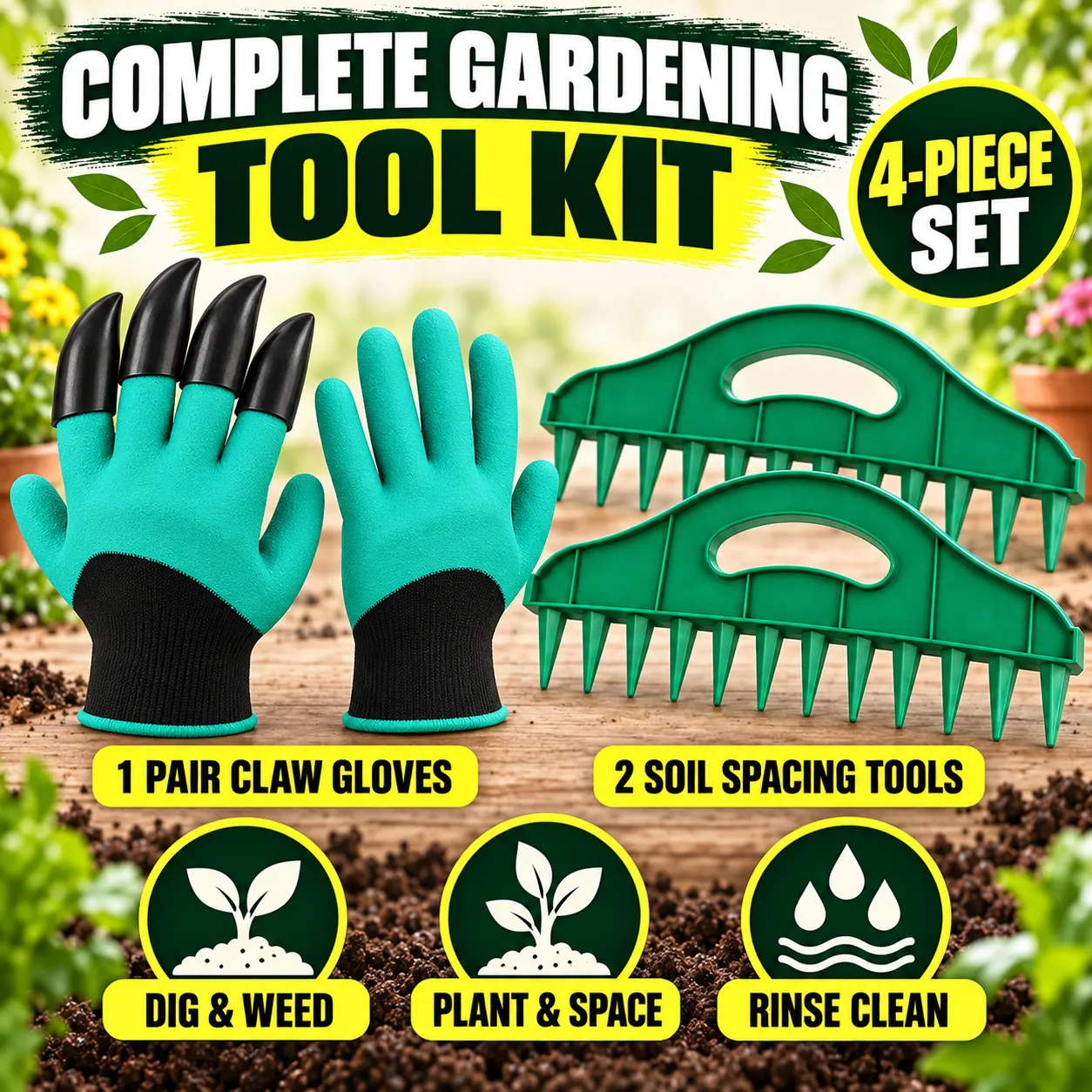 🏡 2-Pack Garden Seed Spacing Tool – Multi-Row Soil Dibbler & Furrow Maker