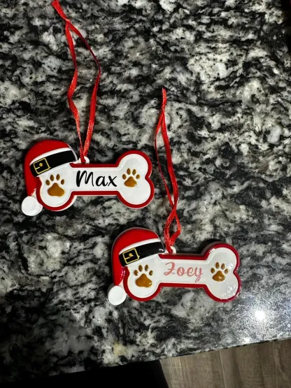 Personalized Dog Paw and Bone Christmas Ornament