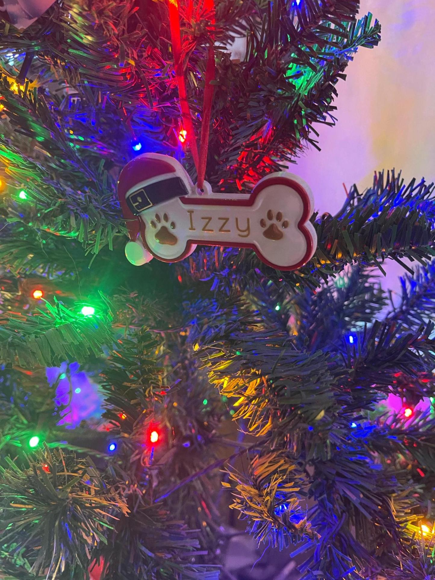 Personalized Dog Paw and Bone Christmas Ornament