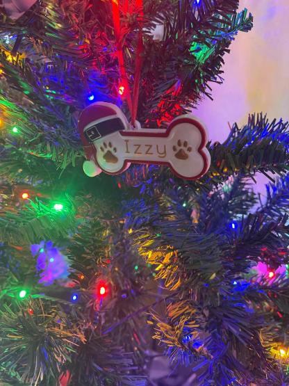 Personalized Dog Paw and Bone Christmas Ornament