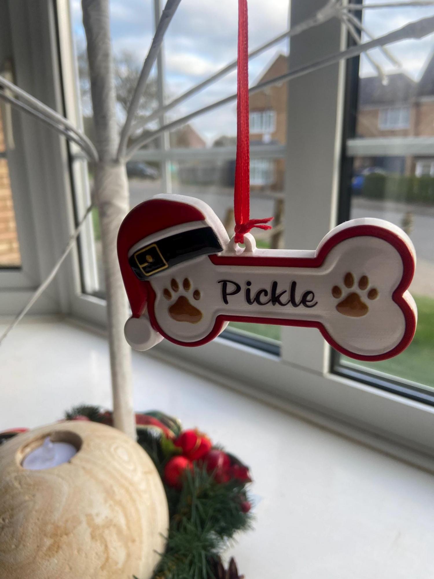 Personalized Dog Paw and Bone Christmas Ornament