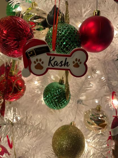 Personalized Dog Paw and Bone Christmas Ornament