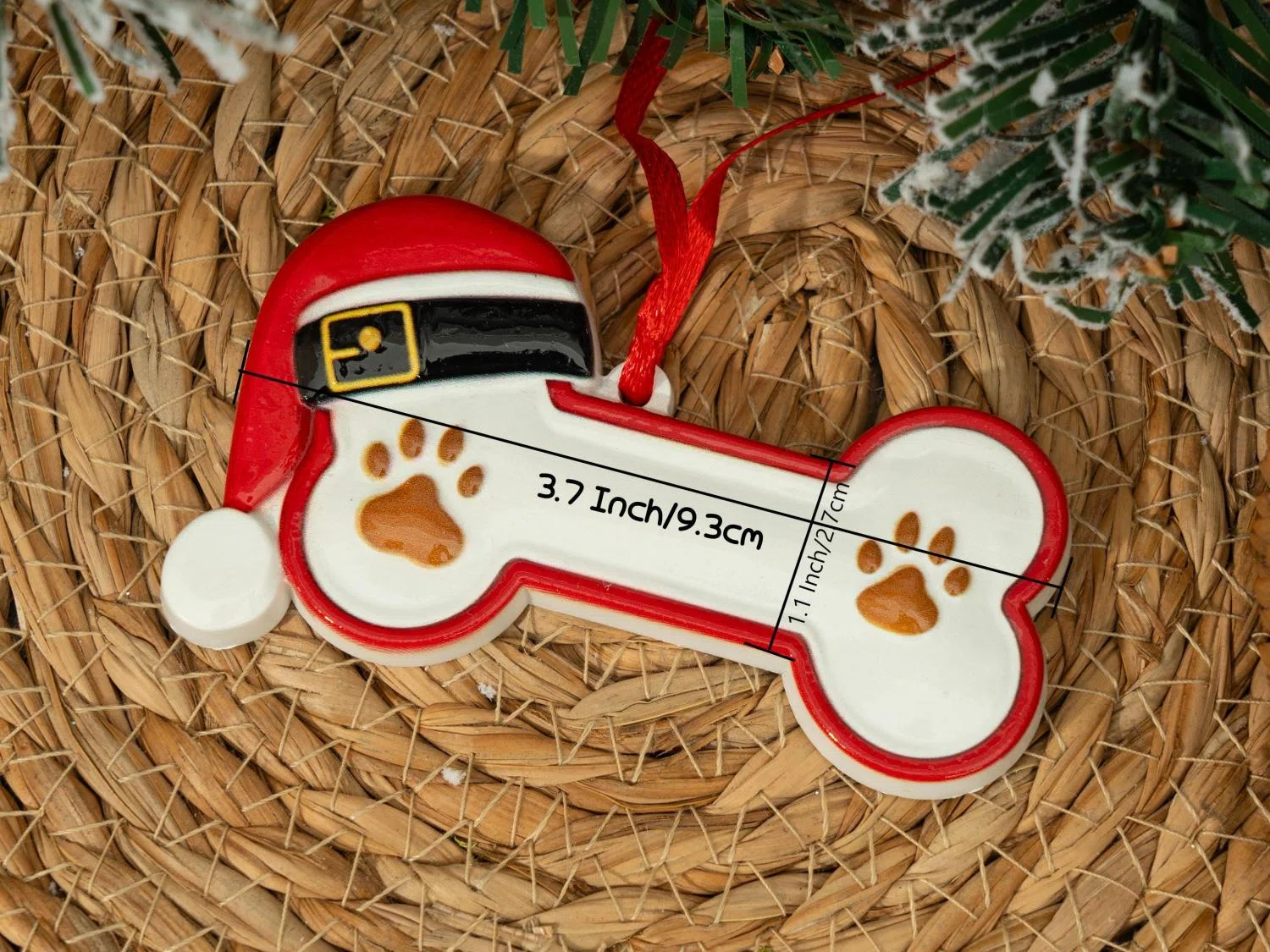 Personalized Dog Paw and Bone Christmas Ornament