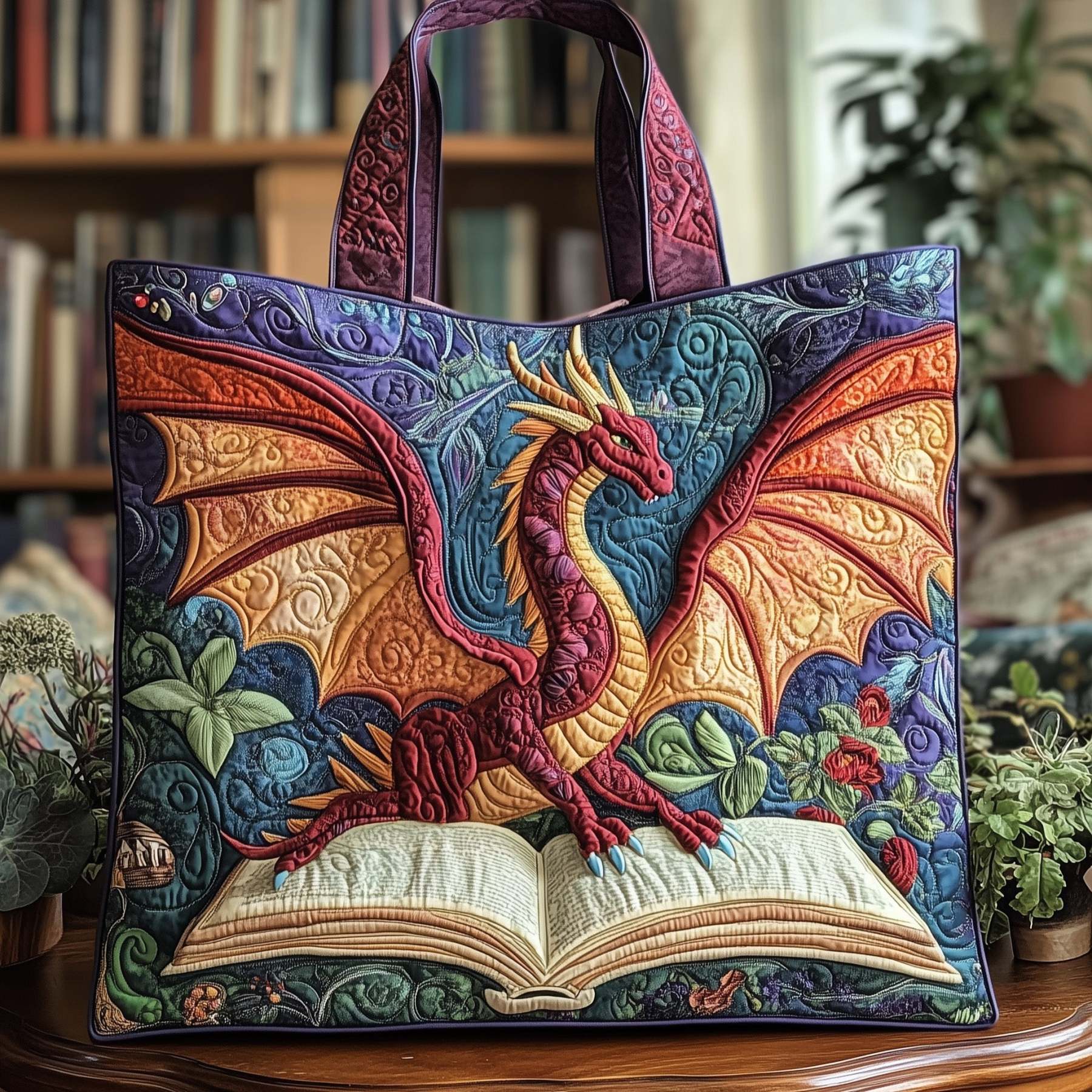 Bookish Quilted Tote Bag