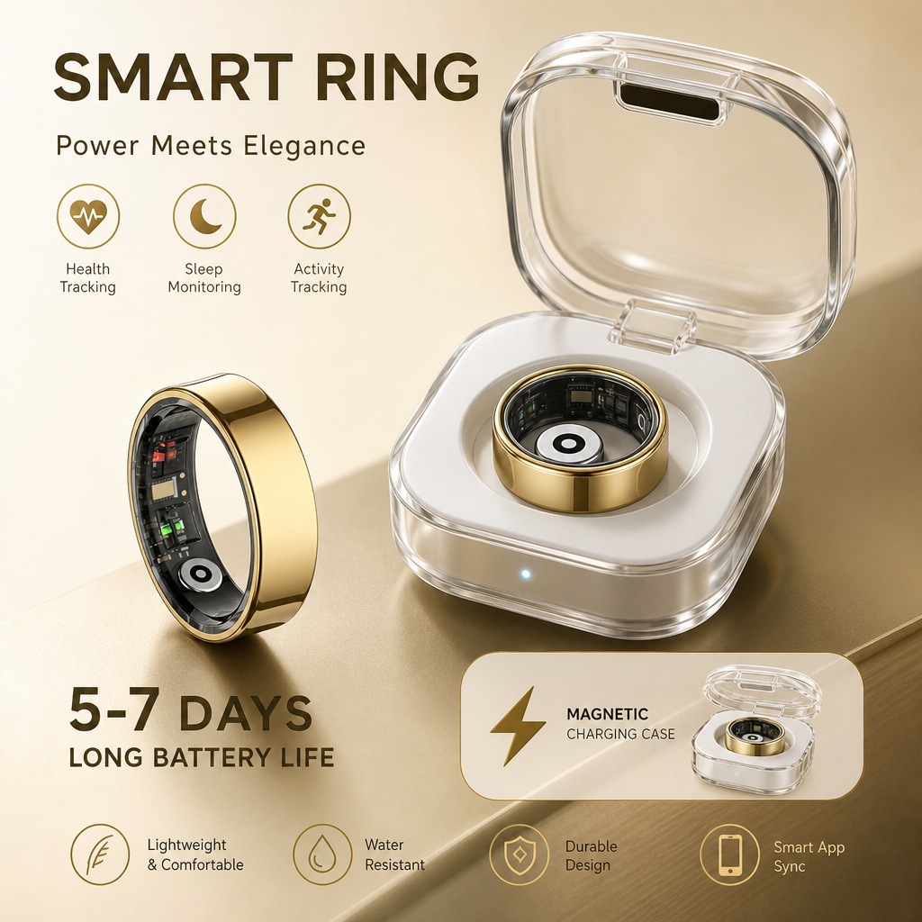 Smart Health Ring Fitness Tracker Sleep Monitor No Subscription