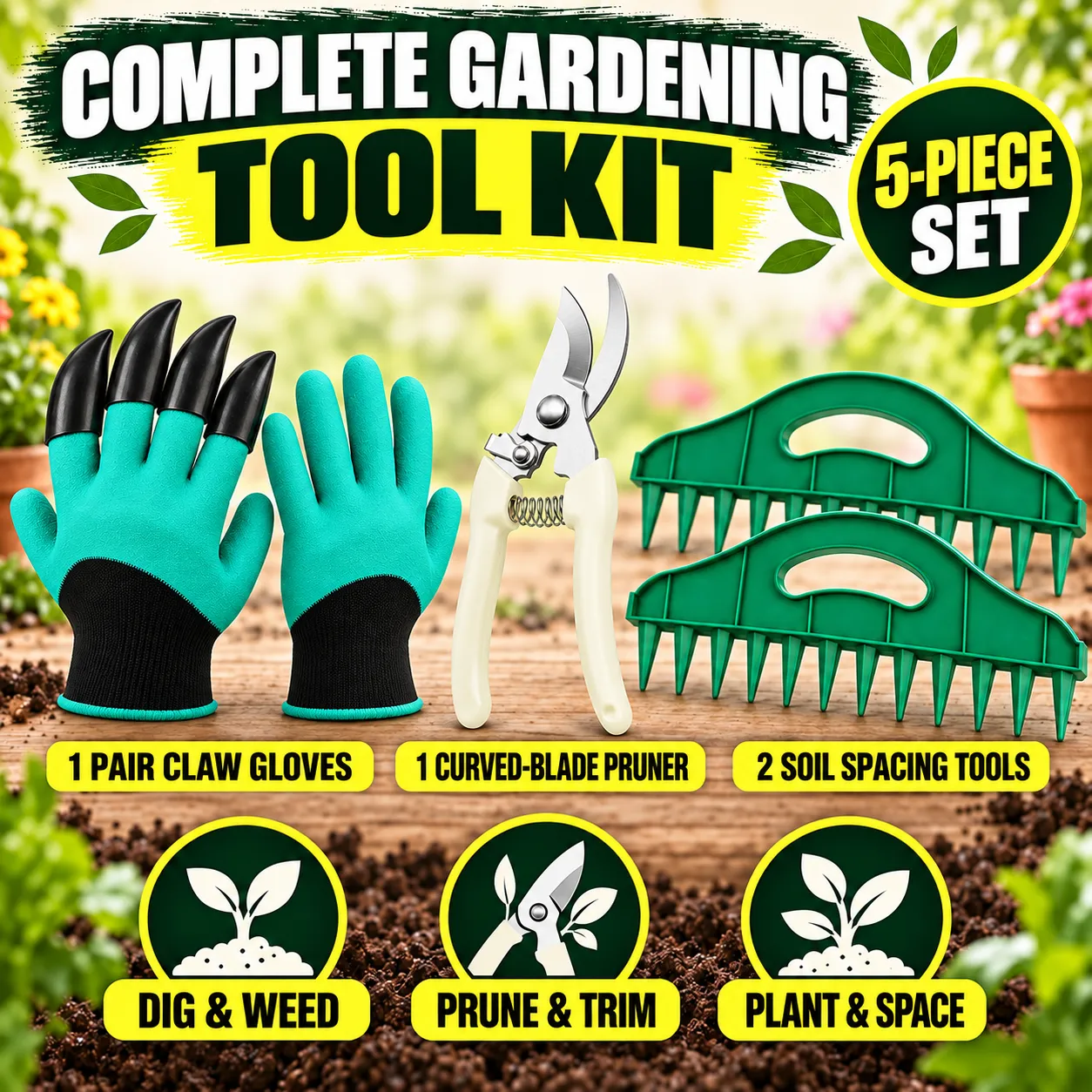 🏡 2-Pack Garden Seed Spacing Tool – Multi-Row Soil Dibbler & Furrow Maker