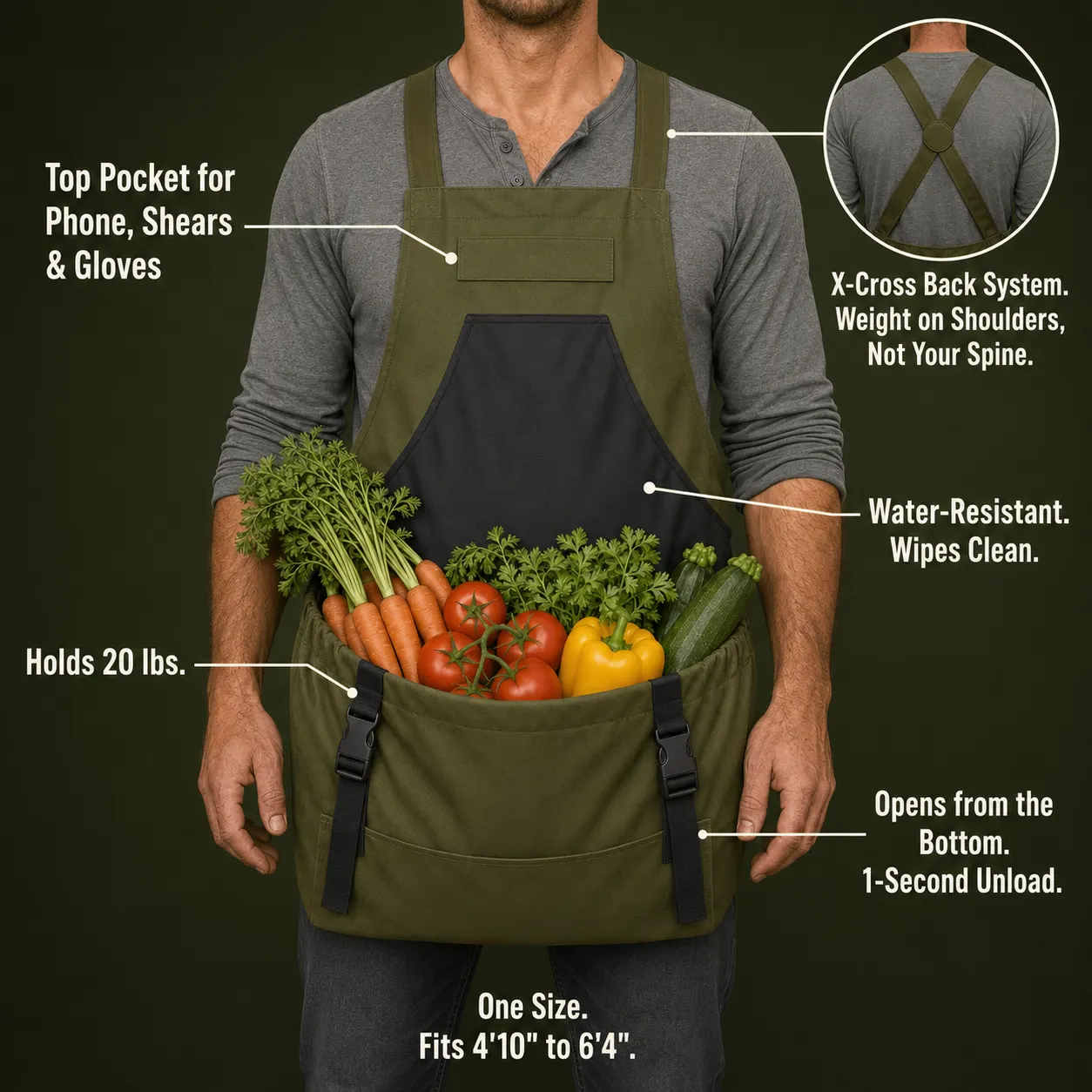 Hands-Free Quick-Release Gardening Apron