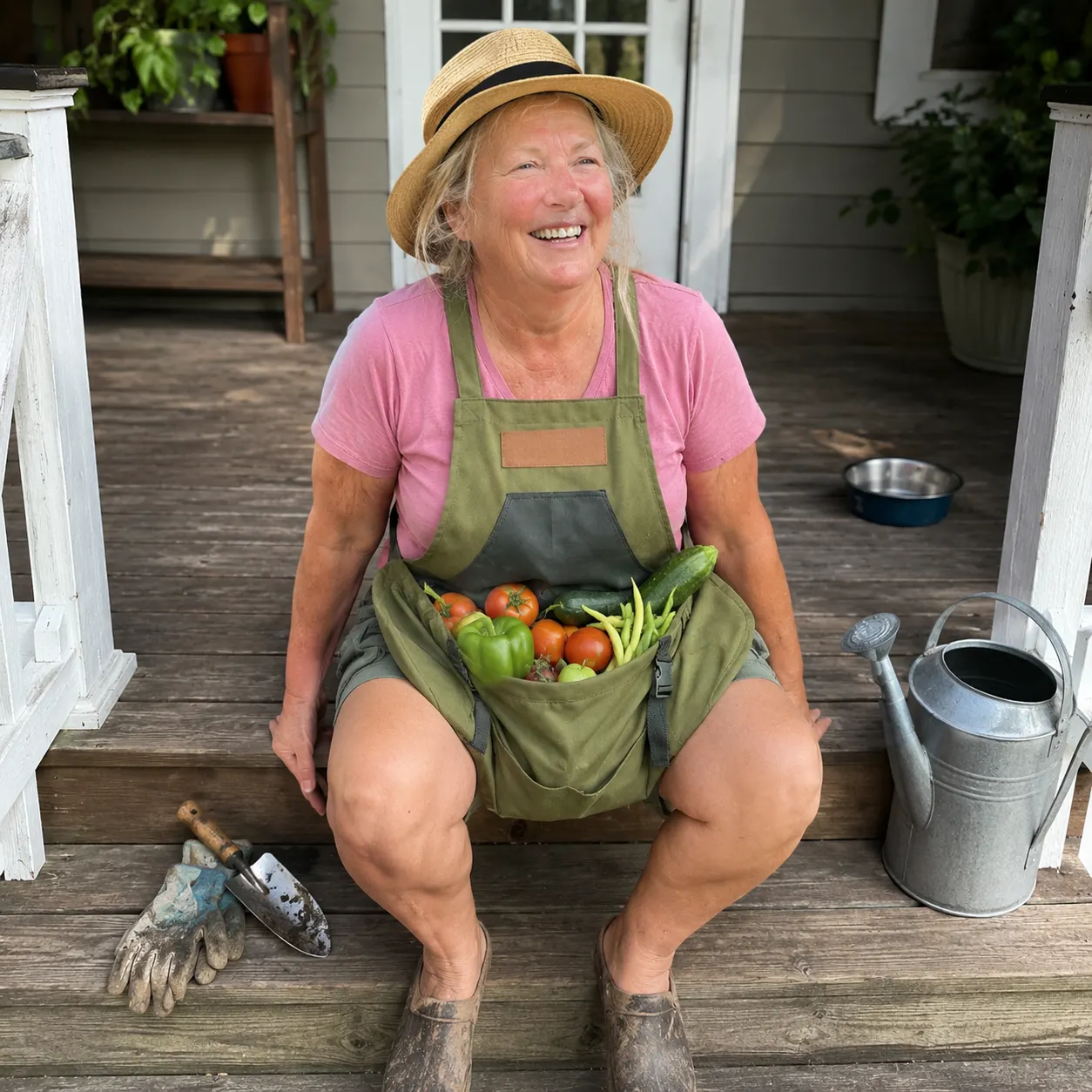 Fresh vegetables collected in the apron