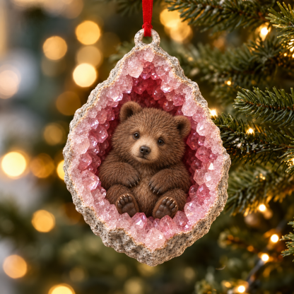 Bear geode animal ornament