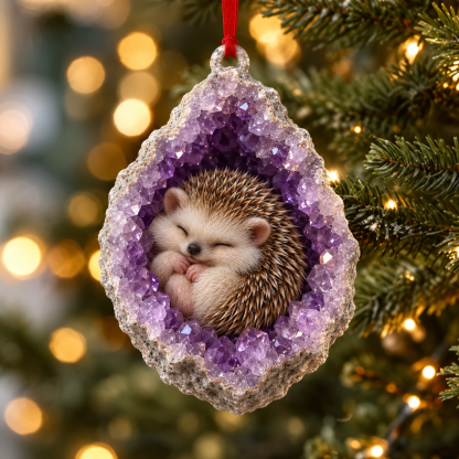 Hedgehog geode animal ornament