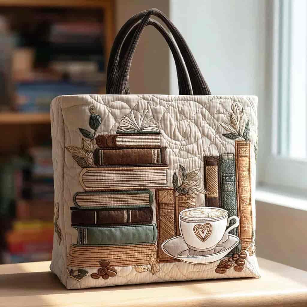 Coffee Chapter Quilted Tote Bag