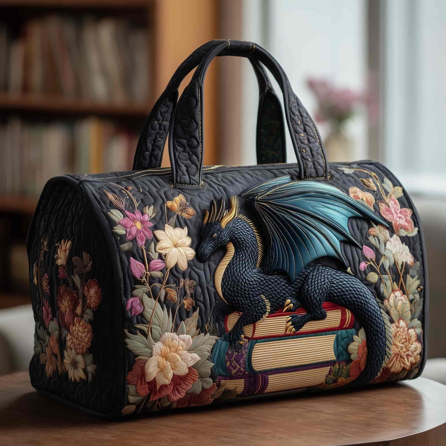 Bookish Dragon Quilted Duffle Bag GFTOTP10499