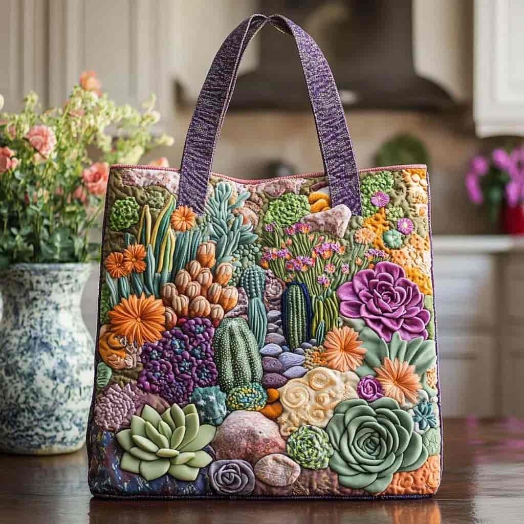 Succulent Quilted Tote