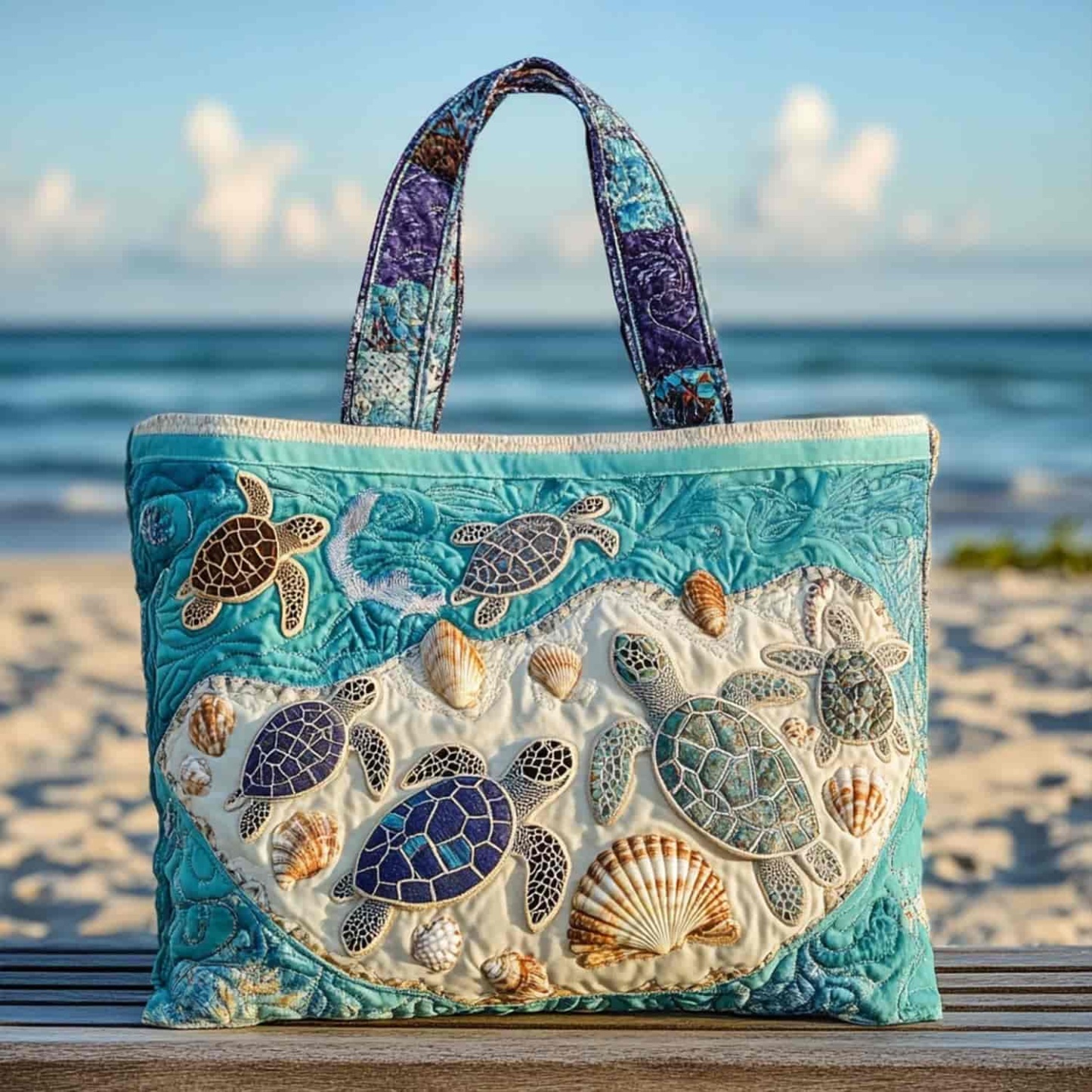Turtle Quilted Tote Bag