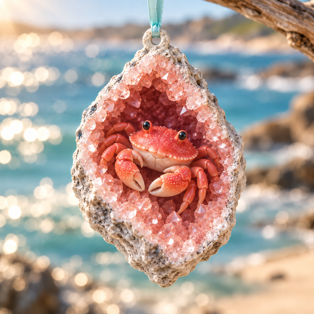 Crab ocean geode ornament
