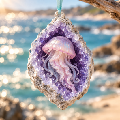 Jellyfish ocean geode ornament